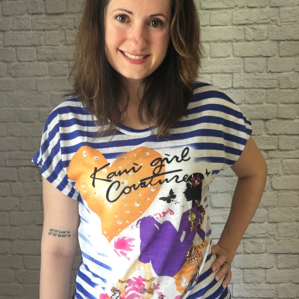 VO Jeans | Oversize Graphic Stripes Embellished